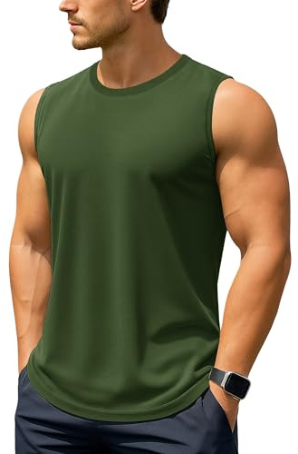 TACVASEN Men's Vest Tops UPF 50+ Cotton Gym Tank Top Sleeveless T Shirts | Breathable Quick Dry Training Vests Summer Cooling Vest