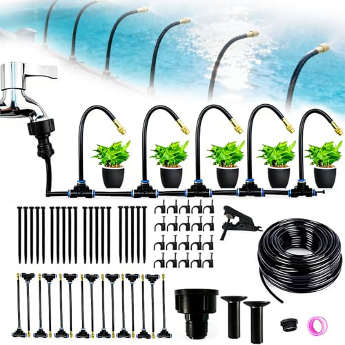 360°Adjustable Irrigation System Kit, 15m Garden Watering System Greenhouse Accessories, Drip Irrigation System Kit for Garden Indoor Outdoor Plants Lawn Potted Balcony Vegetables