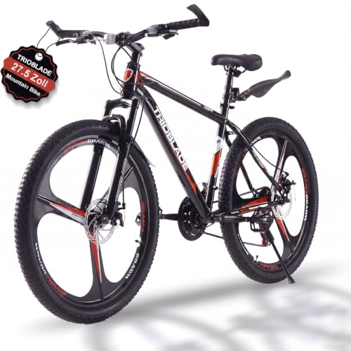 KernGut 24/26/27.5 Zoll 21-Gang Mountainbike, mit Stoßdämpfer, Doppel Scheibenbremsen und Schlammbrett 3-Speichen-Räder High-Carbon Stahlrahmen MTB, Outdoor Sport Fahrrad Stadt & Gelände