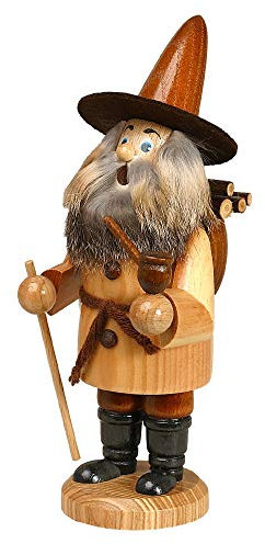 Räuchermännchen Wichtel Holzsammler, natur - 22cm - Original Erzgebirge Räuchermann - Drechselwerkstatt Uhlig