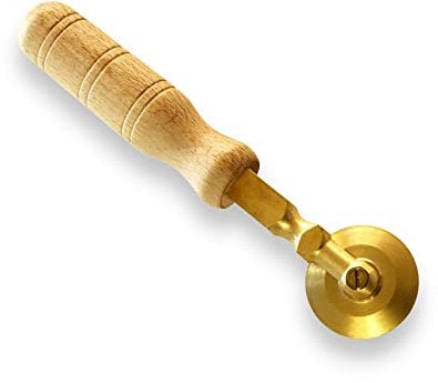 LA GONDOLA Homemade Pasta Cutter - Smooth Wheel | Italian Pasta Making Tool for Home and Business | Brass & Natural Wood | Safe & Easy to Use Pasta Cutting Tool | Ravioli Cutter Made in Italy