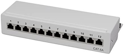 LogiLink Professional Cat.6A (500 MHz) Patchpanel - Verteilerfeld, Tisch/Wand/Desktop, STP (geschirmt) 12-Port (RJ45)