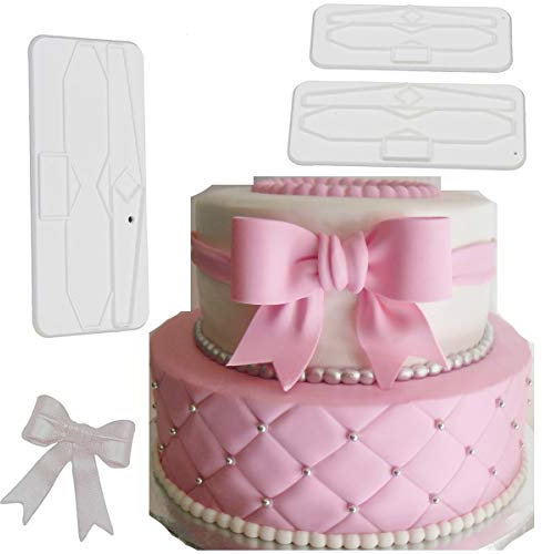 Anyana ribbon bowknot bow tie cutter set cookie impression mold plastic cutter fondant sugar paste cutter gum paste Modelling Tools for Cake Cupcake Toppers Decoration Pack of 3