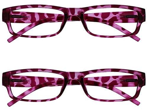 OPULIZE Occhiali Da Lettura Rosa Tartaruga Leggero Comodo Lettori Valore 2 Pacco Stile Designer Uomo Donna UVR2PK032PK +2,50