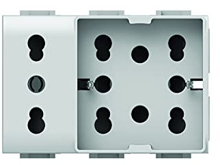 4box - Presa da Incasso Side XL Compatibile con Bticino® Matix™. 4 Prese in 1: permette di collegare una spina schuko e una spina 10/16A o tre spine 10/16A. Colore Bianco