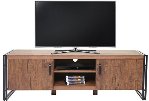Mendler TV-Rack HWC-A27, Fernsehtisch Lowboard Kommode, 3D-Struktur Metall 45x140x40cm - Wildeiche-Optik