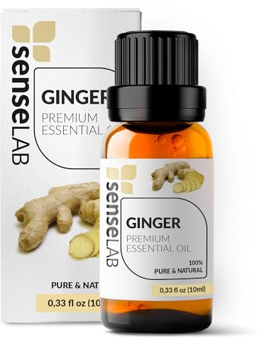 SenseLAB Indian Ginger Essential Oil - 100% Pure Extract Ginger Oil Therapeutic Grade Essential Oils - for Diffuser and Humidifier - Massage and Hair Care Oil - Aromatherapy Oils (10 ml)