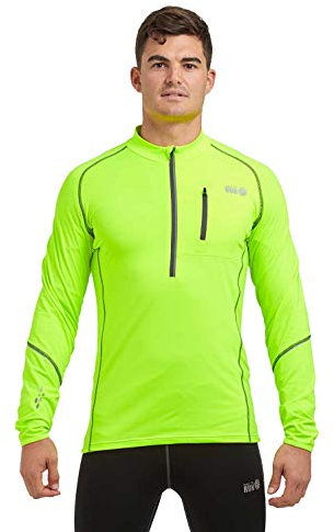 Time To Run Long Sleeve Running/Gym/Sports Top For Men Thermal Breathable Quick Dry Shirt Ideal For Winter With Chest Pocket & Thumbloops Large 40-42 Lime