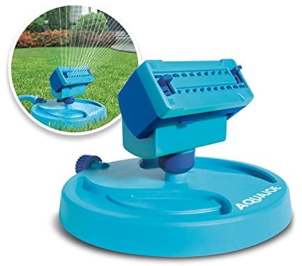 Sun Joe AJ-OSPR20 20-Nozzle Max Coverage Adjustable Gear Driven Oscillating Sprinkler on Sled Base