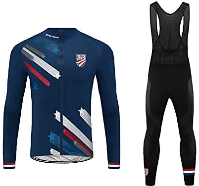 UGLY FROG Herren Fahrradbekleidung Set Radtrikot Langarm Winddicht Herren Thermische Fleece mit 3D Polster Hosen