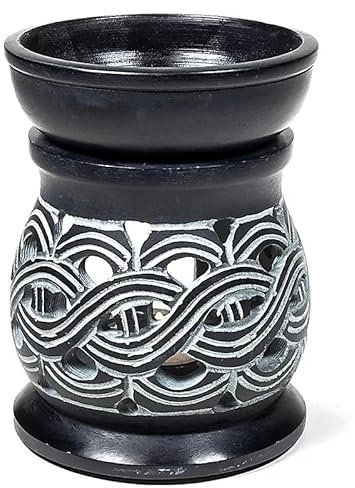 Duftlampe Keltischer Knoten Speckstein schwarz - 12 cm