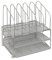Amtido Mesh Schreibtisch-Organizer mit Ablage & 5 Fächern - Ablage für Ordner, Dokumente, Papier & Briefe - Schreibtischzubehör für Zuhause & Büro - REgal für Bürobedarf - Silber