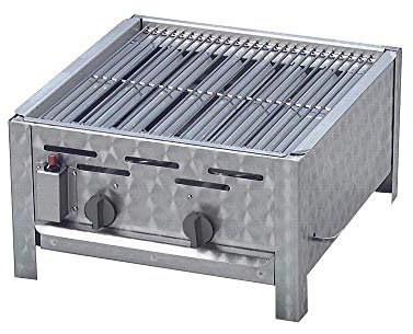 ml24 Gasgrill Edelstahl mit 7,3 KW Zwei Brenner einzeln regelbar als Tischgerät mit Grillrost Flammabdeckung und Fettauffangwanne Gasschlauch Regler ideal für Privat Verein Gewerbe in top Qualität