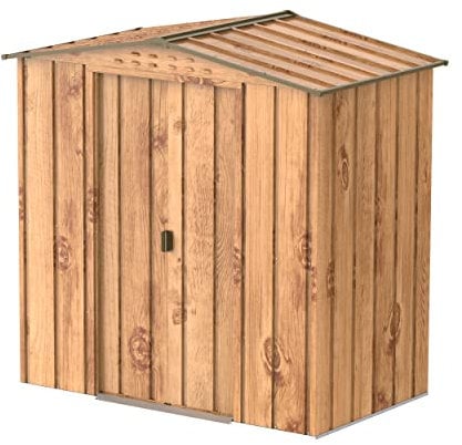 Duramax TOP Shed 6 x 4 (2.17 m²) Abri de jardin en métal, fabriqué en acier galvanisé, structure de toit renforcée, abri de jardin en métal sans entretien et résistant aux intempéries, Grain de bois
