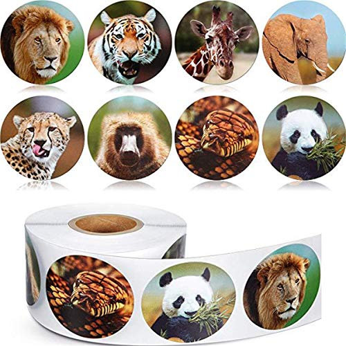 kdjsic Realistic Zoo Tier Aufkleber Safari Tier Dschungel 500 Stück pro Rolle für Kinder