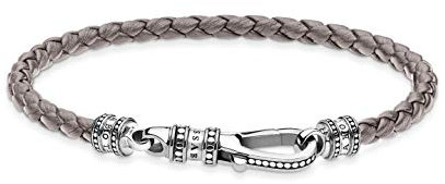 THOMAS SABO Unisex Lederarmband grau 925 Sterling Silber geschwärzt Leder A2012-682-5