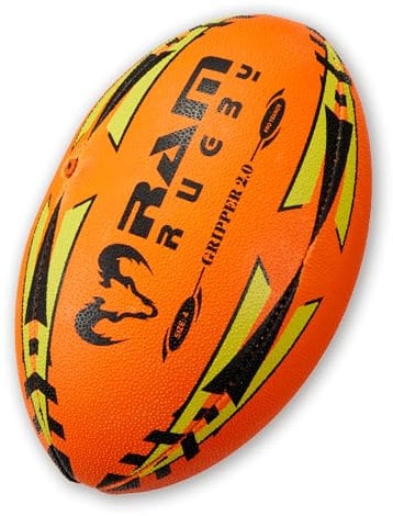 Ram Rugby Gripper 2.0 Pro Trainer Rugby Ball - Hand-stitched - 3-Ply Construction - Hi-tech Bladder - Precision Flight Valve - 3D Grip For Ultimate Passing And Catching Control (Sizes 5, 4 & 3)