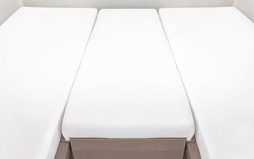 Fiducia CA6066 Spannbettlaken wischdesinfektionsgeeignet, abwaschbar, 3er-Set für Wohnmobile -Größe ca. 85x210 cm (2X) + 50x145cm, schwere Qualität, Ideal für die Vermietung (weiß glänzend)