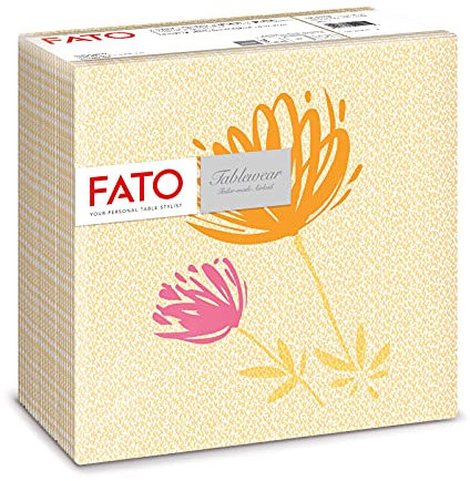 Fato, Trockene Papierservietten, Airlaid, Textileffekt, Packung mit 50 Servietten, Format 40x40, 4-fach gefaltet, Tangerine Magnolia Decor
