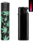 Clipper Feuerzeug Leaves Gold oder Green Flint Metall Metal Lighter Geschenkbox Large Classic inkl. Turbofeuerzeug (Green - Blackcap)