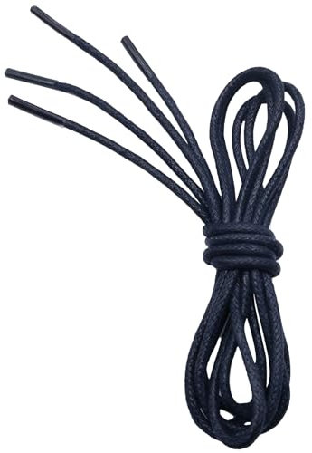 VSUDO Business Schnürsenkel Marineblau Rund Gewachste, Navy Blue Waxed Dress Shoelace, ø2,5 mm dünne Blau Schnürsenkel/Schuhbänder für Lederschuhe, Herenschuhe, Anzugschuhe (2Paar-Marineblau-080cm)