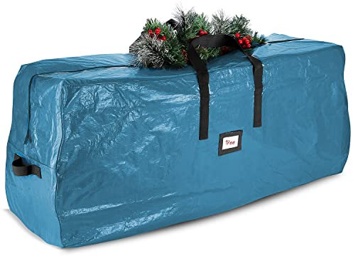 Hearth & Harbor Weihnachtsbaum-Aufbewahrungstasche - wasserdichte Weihnachtsbaum-Aufbewahrungsbox - wasserdichte Weihnachtsbaumtasche mit verstärkten Griffen & Doppelreißverschluss - PE-Kunststoff -