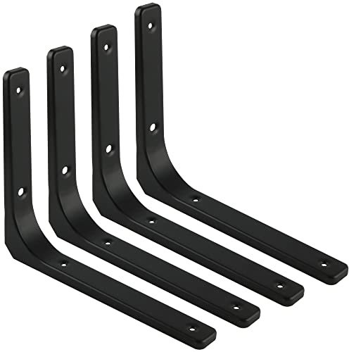 Sayayo Shelf Bracket Corner Brace Angle Bracket Shelf Support Wall Hanging 300mm*250mm, Metal Matte Black Finished, 4 Pcs, EJR300B-4P