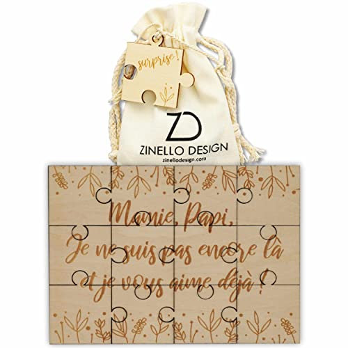 Puzzle aus Holz zur Schwangerschaft für Großeltern | Geschenkidee, originelle und personalisierte Geschenkidee für die werdende Oma und Großvater