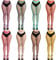 FEPITO 8 paires de bas résille colorés collants collants résille collants bas leggings pour femmes