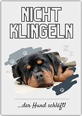 Rottweiler Rottie Hund Hunde Schild Dog Hund Vorsicht nicht Klingeln Türschild Hundeschild