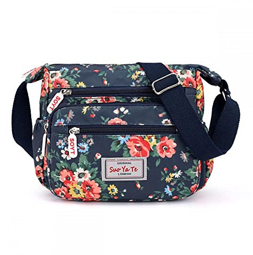 Milky Way Damen Wasserdicht Multi-Pocket Crossbody Handtaschen Casual Gedruckt Canvas Schultertaschen für Outdoor, blau, One size