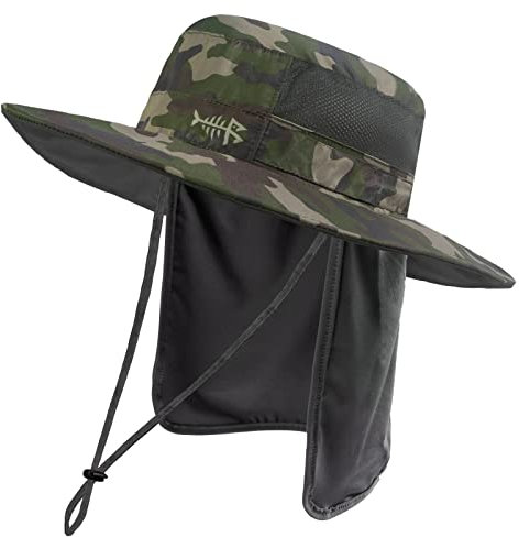Bassdash Sonnenhut Fischerhut Bucket Hut UPF 50+ UV-Schutz Wasserdichter taktischer Angelhut mit breiter Krempe Einstellbare Größe mit Abnehmbarer Halsklappe für Männer und Frauen