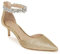 Guayonng Damen Hochzeit Strass Low Kitten Heels Pumps Spitz Zehen Kleid Abendschuhe für Frauen Braut Braut, Gold, 39 EU