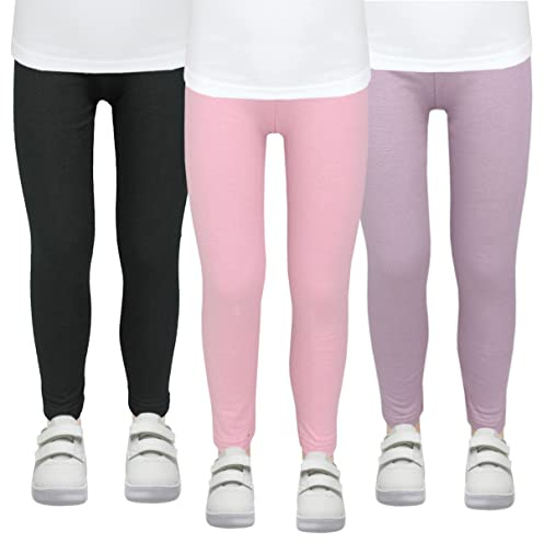 TupTam Mädchen Thermoleggings für Herbst & Winter – 3er-Pack, Farbe: Schwarz/Lila/Rosa, Kinder Größe: 122
