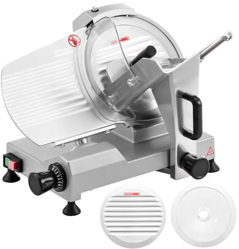 WILPREP Commercial Meat Slicer, 10-Inch Stainless Steel Blade Meat Slicer with Adjustable Thickness(0-0.5), Bread Butter Chicken Food Slicer Kitchen Appliance