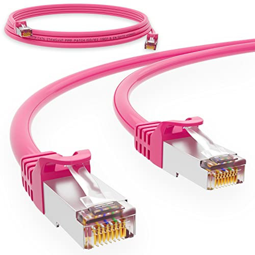 HB-DIGITAL Câble réseau LAN CAT.6 de 5 m - Vitesse de transmission jusqu'à 1 Gbit/s - Connecteur RJ45 Cat 6 - Cuivre rose professionnel S/FTP Cat6 - Câble Ethernet Patch Switch Router Modem