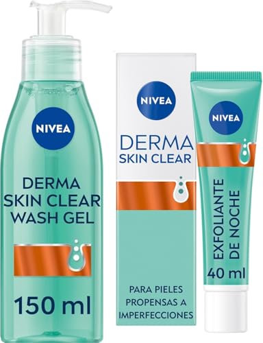 NIVEA Derma Skin Clear Peeling Exfoliante de Noche (1 x 40 ml) + NIVEA Derma Skin Clear Gel Limpiador (1 x 150 ml)