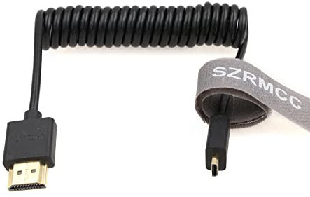 SZRMCC 8K 2.1 Micro HDMI auf HDMI High Speed Spiralkabel Kabel für Go-Pro Hero 3/4 Canon EOS M5 Sony A6000 A7III RX10 Nikon B500 Z6 Raspberry Pi 4 Atomos Ninja 2 Monitor