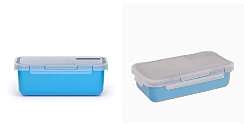 Valira Porta alimentos - Contenedor hermético de 0,75 L hecho en España, color azul & Porta alimentos - Contenedor hermético de 0,5 L hecho en España, color azul