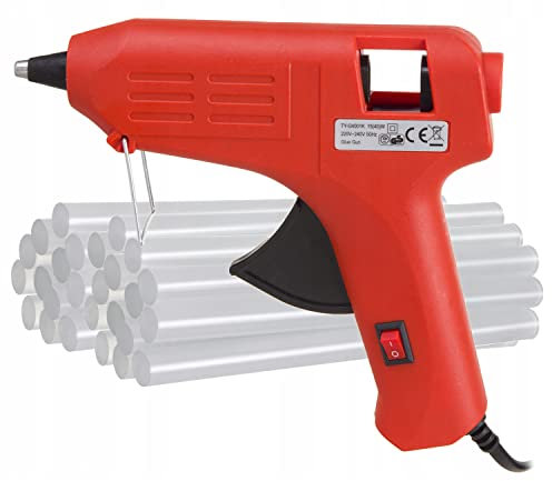 Maclean Pistola per colla a caldo da 40 W + stick per colla a caldo, bastoncini di colla trasparente per fai da te e riparazioni Hot Glue Gun (pistola per colla a caldo + 26 bastoncini per colla a