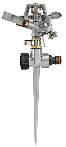 Pulsationssprenger, Rasensprenger, massiv aus Metall, Langlebiger, Einstellbarer Sprühabstand, Bewässerung Flächen bis (700 m²| Silber)