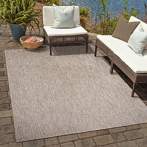 SANAT Melissa Outdoor Teppich Wetterfest - Balkon Teppich Wasserabweisend - Teppich für den Innen und Außenbereich, Terrasse, Garten, Wohnzimmer oder Küche - Beige, 140x200