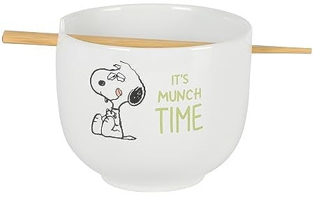 Peanuts Snoopy 6 Munch Ramen Stoneware Noodle Bowl w/Chopsticks