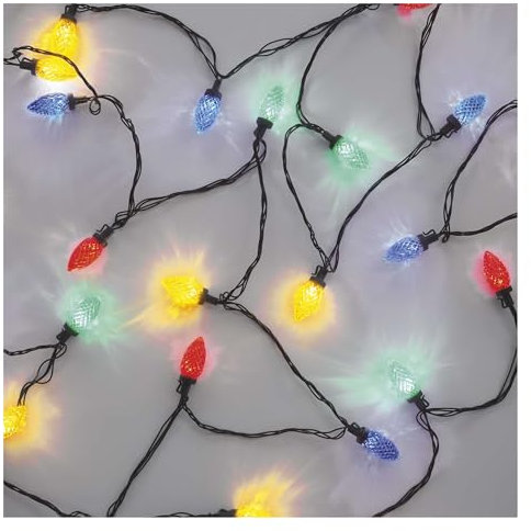 EMOS LED-Lichterkette im Retrostil, 9,8m Weihnachtslichterkette + 5m Zuleitung, 50 LEDs, 8 Lichtmodi, Netzteil, IP44 für Innen und Außen, Multicolor