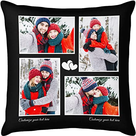 Easycosy personalisierte Fotokissen Bezug selbst gestalten, Doppelseitiger FotoKissen-Bezug mit Fotos & Text selbst gestalten -Foto Geschenke für Frauen zu Weihnachten (40 * 40cm)