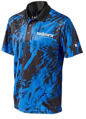 Unicorn Dart-Shirt, Pro-Tech-Camouflage, kühles, atmungsaktives weiches Micro-Mesh-Polyester, 3-Tuk-Polyester, schwarzer Kragen und weißes Logo, erhältlich in 5 Farben und Größen S bis XXXXL