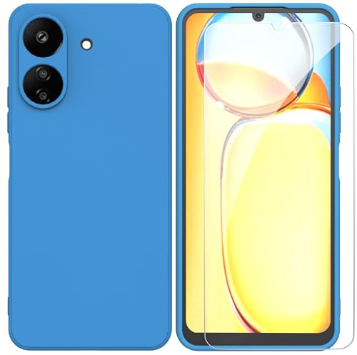 ARRYNN Hülle für Xiaomi Redmi 13C (6,74 Zoll) + Schutzfolie,Handyhülle Liquid Silikon TPU Case Cover Schutzhülle für Xiaomi Redmi 13C - Blau