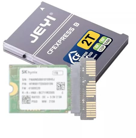 JMT Kit de tarjeta PCIe 4.0 CFexpress M.2 NVMe 2230 SSD a cámara tipo B, compatible con Canon Nikon Z6 Z7 Z9 R3 R5