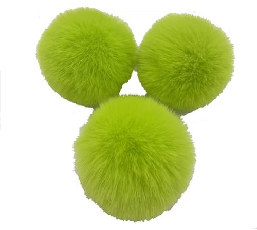 Yurosiay 100 Stück 8cm Kunstfell Pompons Groß Künstliches Kaninchenfell Bommeln Mit Elastischer Schlaufe Flauschig Kunstpelz Pompons Fellbommel Plüsch Bommel für Mützen DIY Handwerk Grün