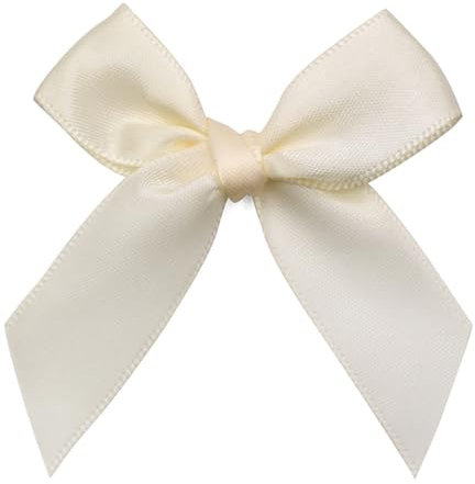 200 Stück 2cm Satinband Schleifen,7 x 7 cm Geschenkschleifen Mini Fertigschleife Zierschleife Schleifendekoration für DIY Basteln Haarschmuck Geschenkverpackung Kartenherstellung,Creme